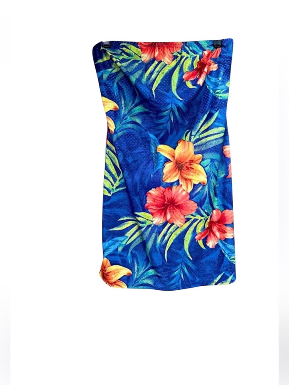 Rare VTG Hot Kiss Coconut Girl Tropical Hibiscus Strapless Tube Mini Dress Y2K